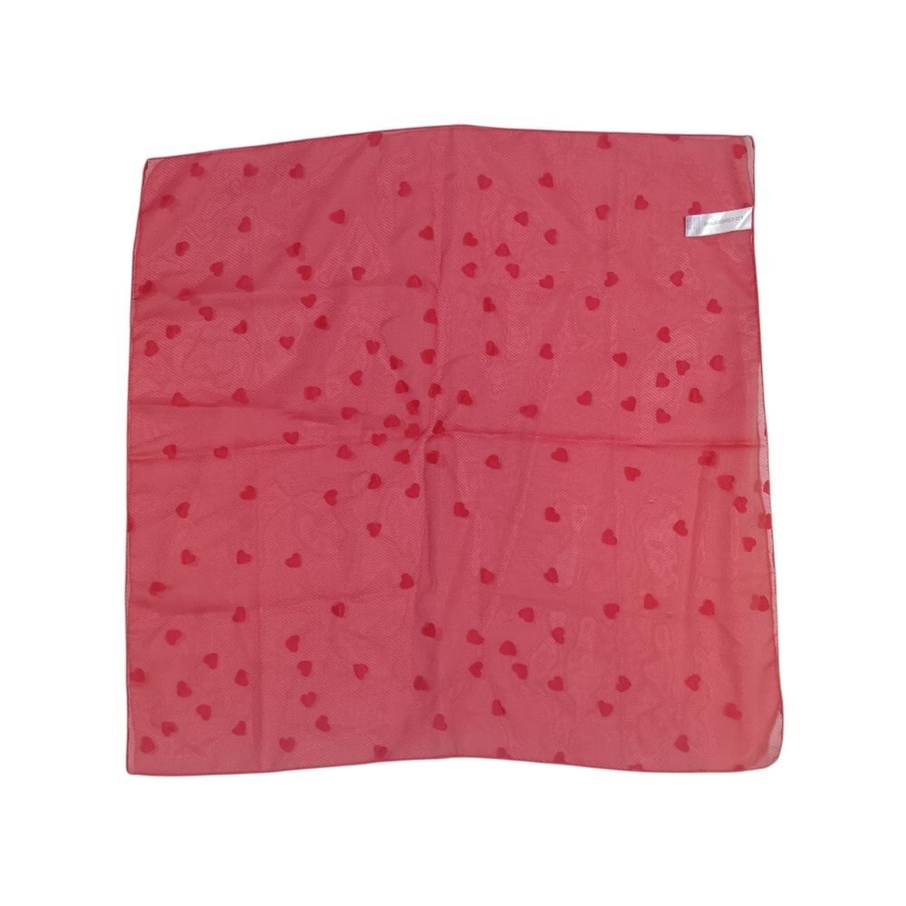 Liz Claiborne Sheer Red Heart Patterned 19" Square Scarf Made In Italy - Picture 2 of 5